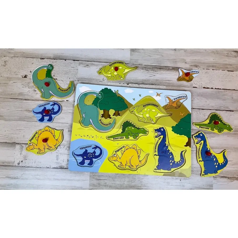 Vintage Wooden Tray Puzzles Set of 3 Transportation Dinosaurs Under the Sea